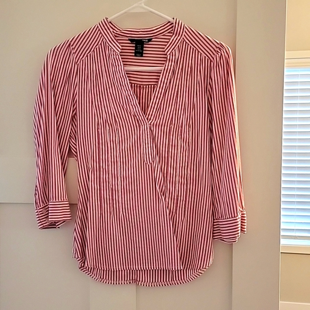 H&M Dress Top, Size 10 Medium, Red and White